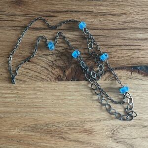 Silver and Blue Beaded Necklace